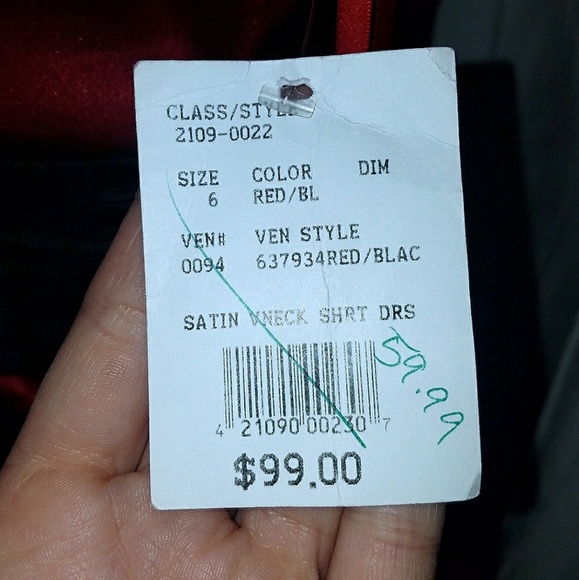 NWT Evening Gown Red w/Black Sash - Picture 3 of 6